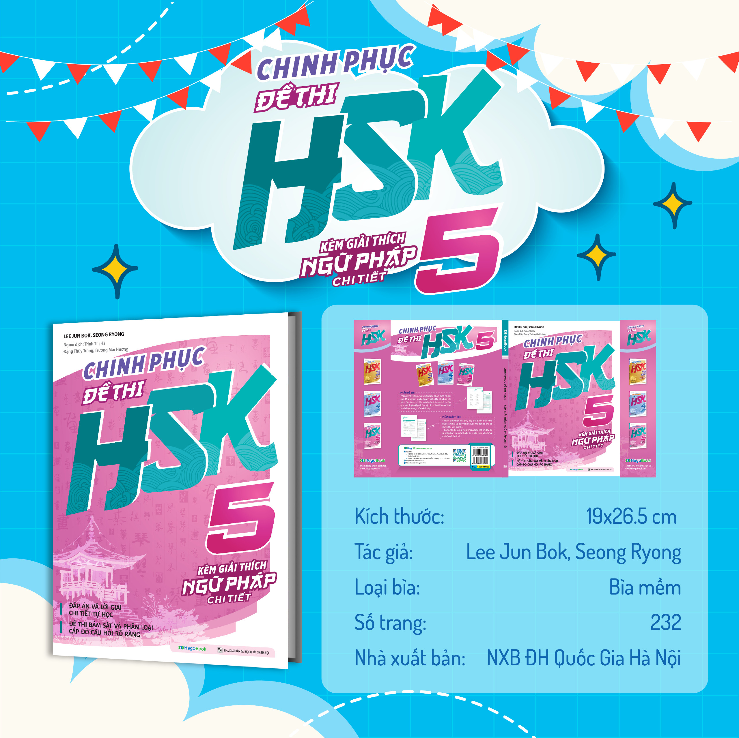 Sách Chinh phục đề thi HSK 5 (Kèm giải thích ngữ pháp chi tiết)