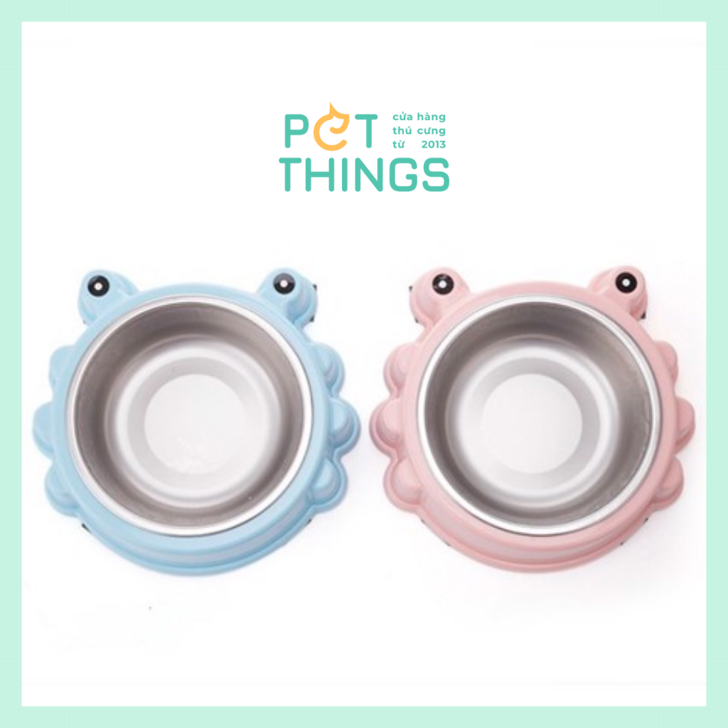 Chén đơn nhựa + Inox Cua Cho Thú Cưng