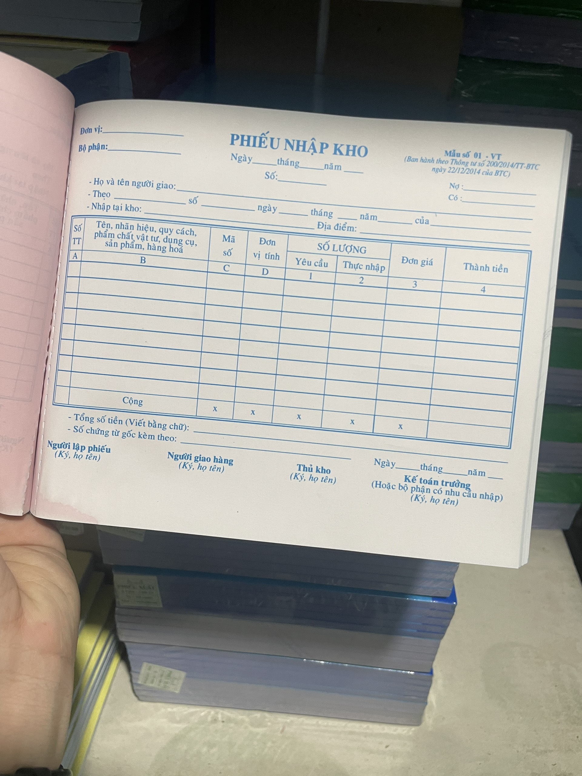 Phiếu Xuất Kho - Nhập Kho 1 Liên, 2 Liên, 3 Liên Khổ A5 (16x20cm)
