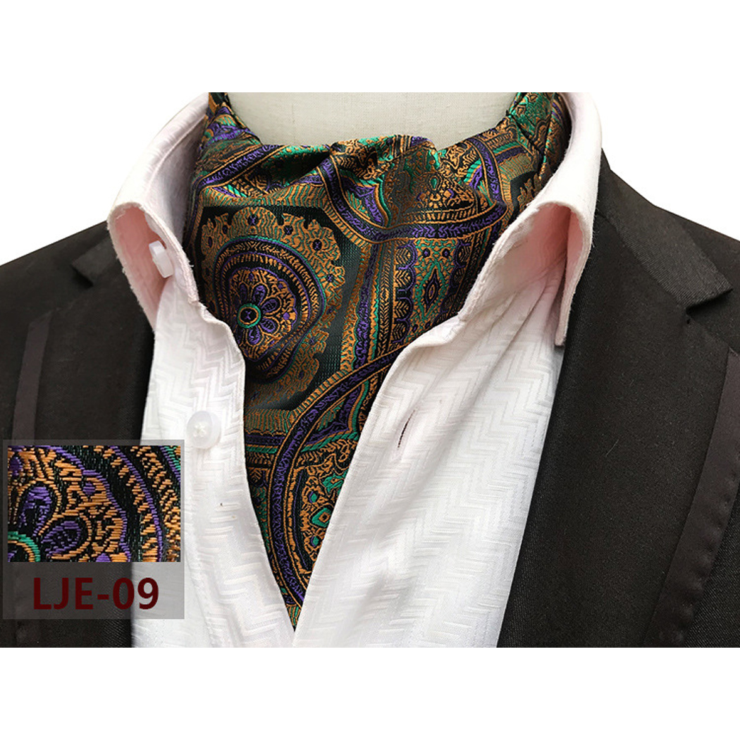 21 Style Paisley Ascot men's necktie Polyester silk Jacquard woven Gorgeous gentleman necktie suit Scarf fashion accessory for office wedding party