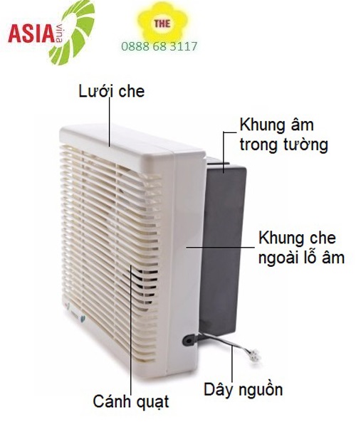 [HCM]Quạt thông gió ASIAvina H10001 Chừa lỗ 30cm - Quạt hút gắn tường ASIA