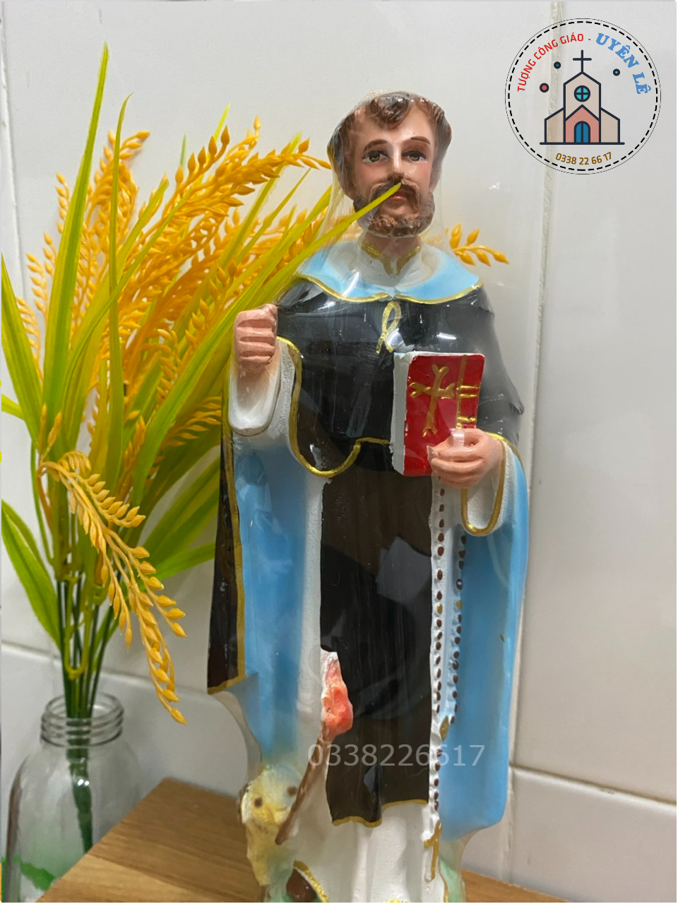 Tượng Thánh Đa Minh cao 30 cm