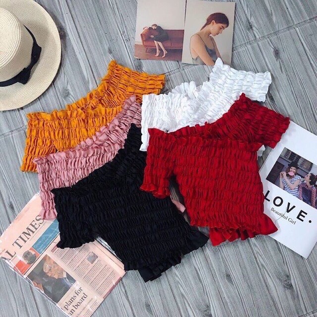 Áo Kiểu Trễ Vai Tay Ngắn Đắp Chéo Hot Trend Hàn Quốc Gợi Cảm TTSLA0278