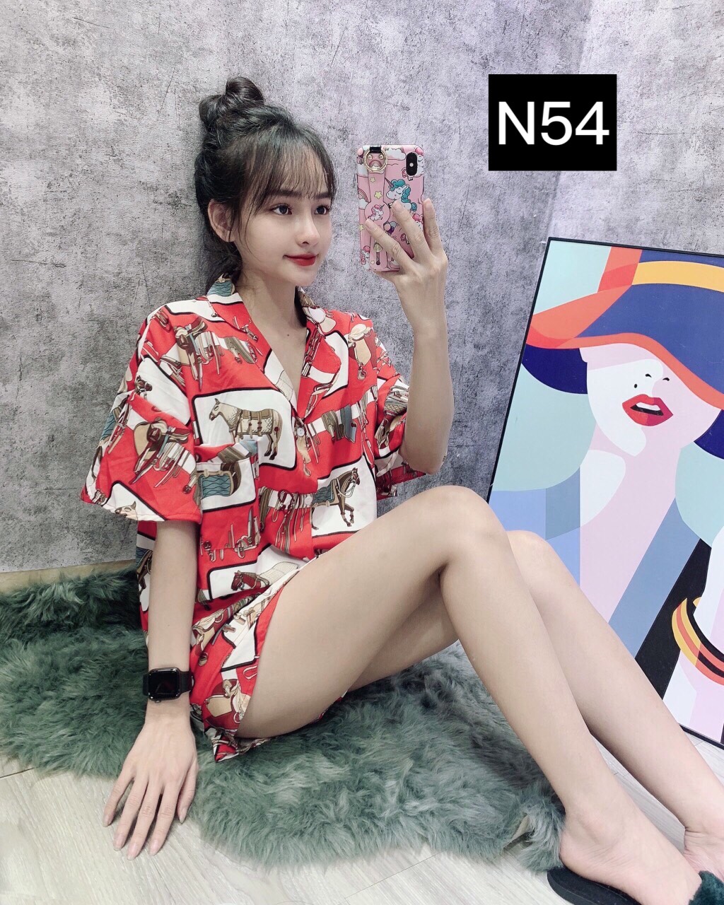 Set đồ bộ mặc nhà pizama tay ngắn quần ngắn cực dễ thương