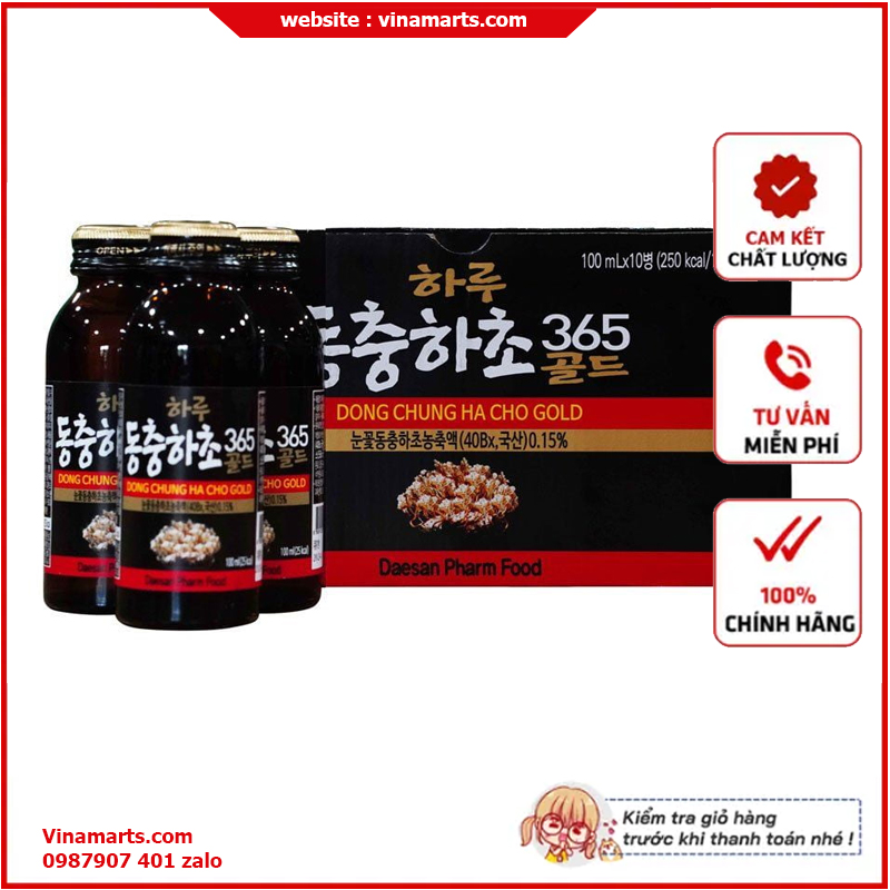 Nước đông trùng hạ thảo gold daesan hàn quốc hộp 10 chai x 100ml