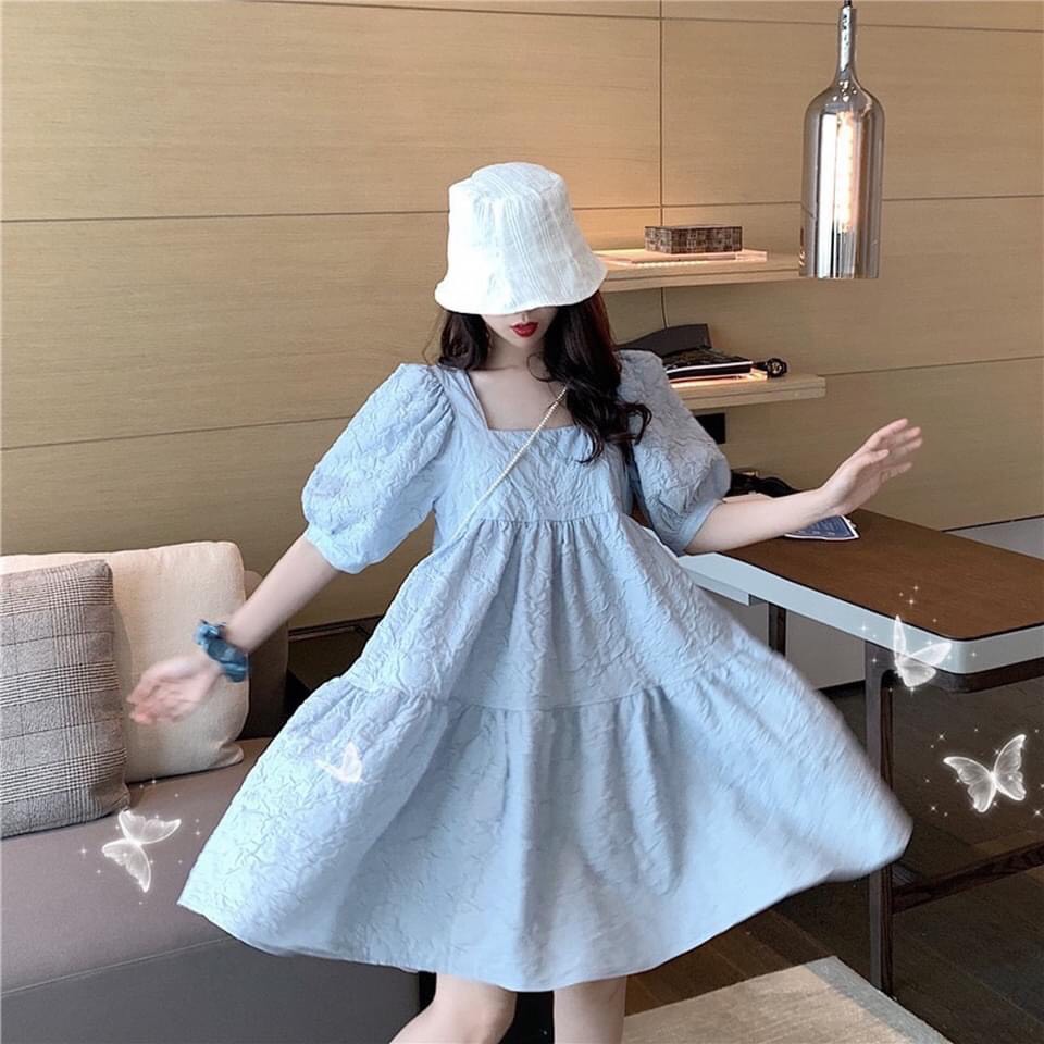 Đầm Babydoll Cổ Vuông Siêu Xinh (Video, Ảnh Thật)