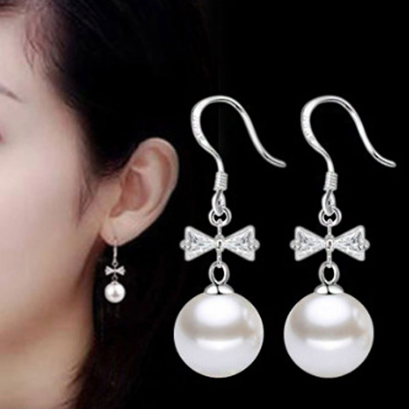 Bông tai nữ BO11 - khuyên tai nữ MÓC NƠ ngọc trai nhân tạo 10mm phiên bản hàn quốc