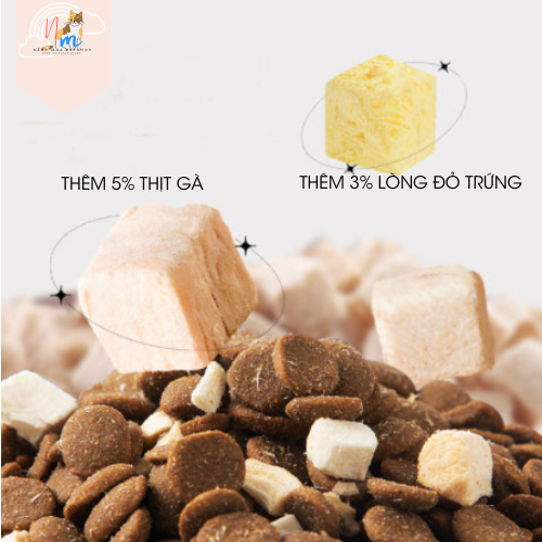 Thức ăn cho mèo, hạt Mix LÒNG ĐỎ TRỨNG + ỨC GÀ SẤY