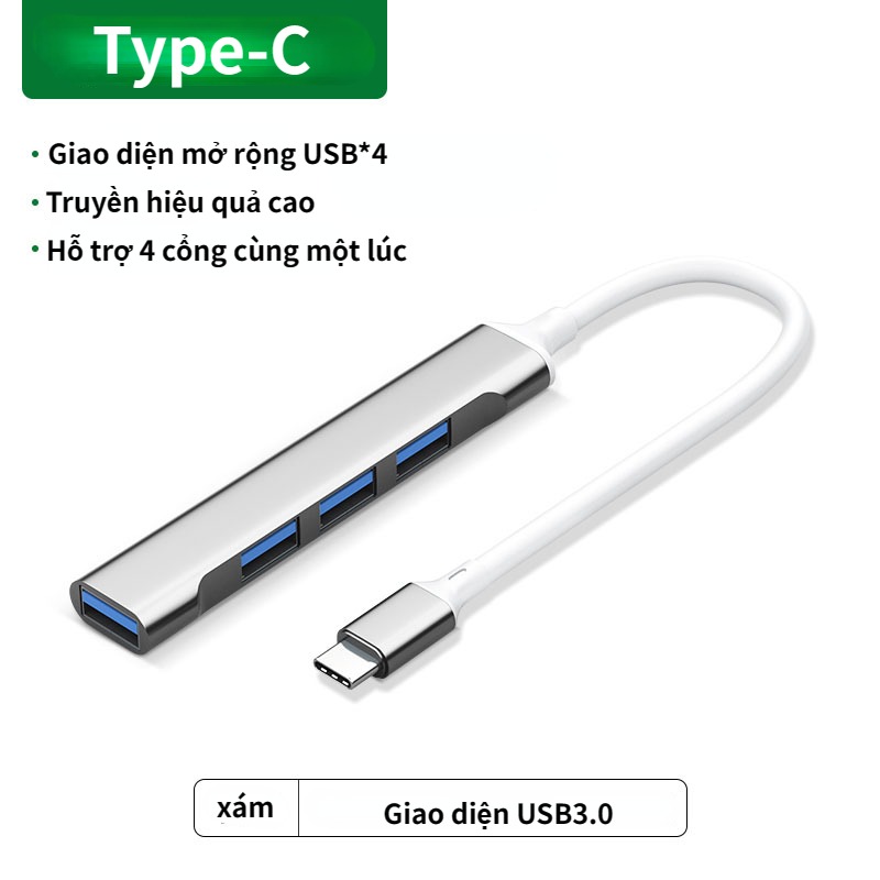 Bộ Chia 4 Cổng USB 3.0 Type C Cho Laptop Máy Tính