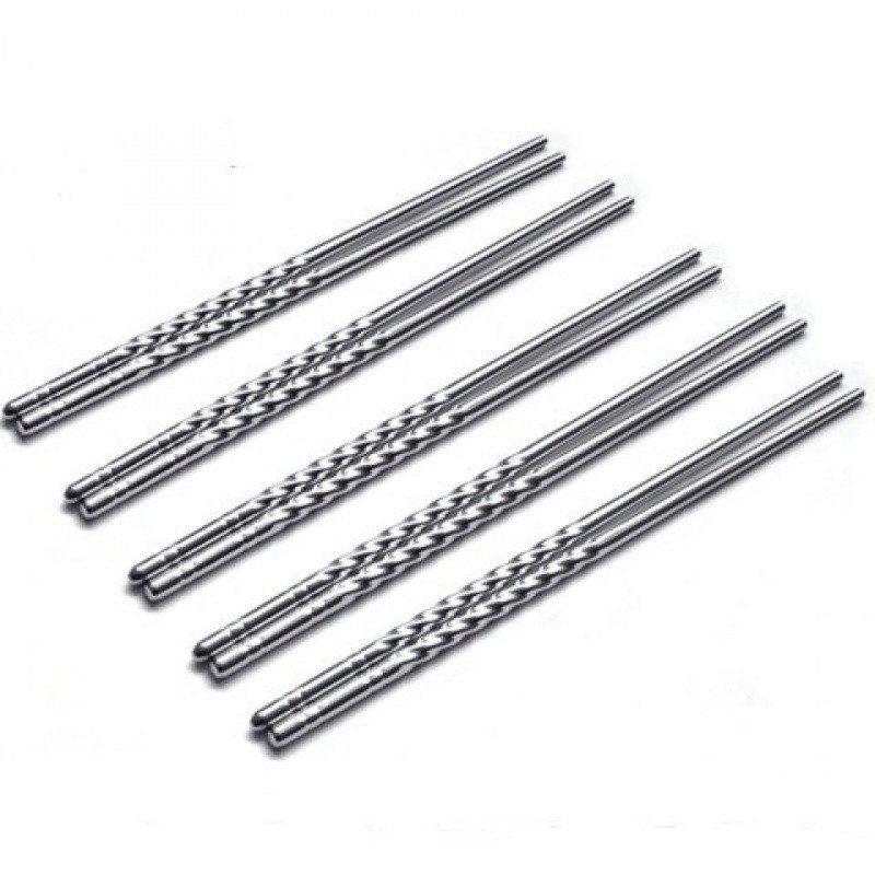 Vỉ 5 Đôi Đũa Inox Xoắn
