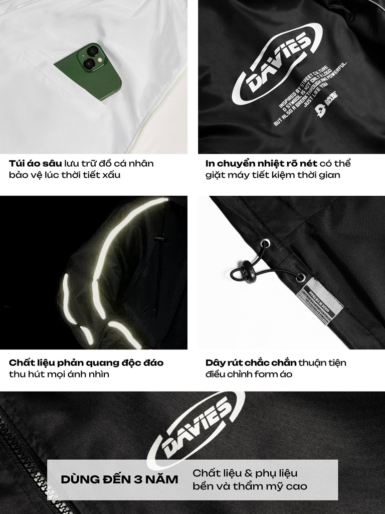 Áo khoác Davies nam nữ DSW Reflect Track Jacket - White