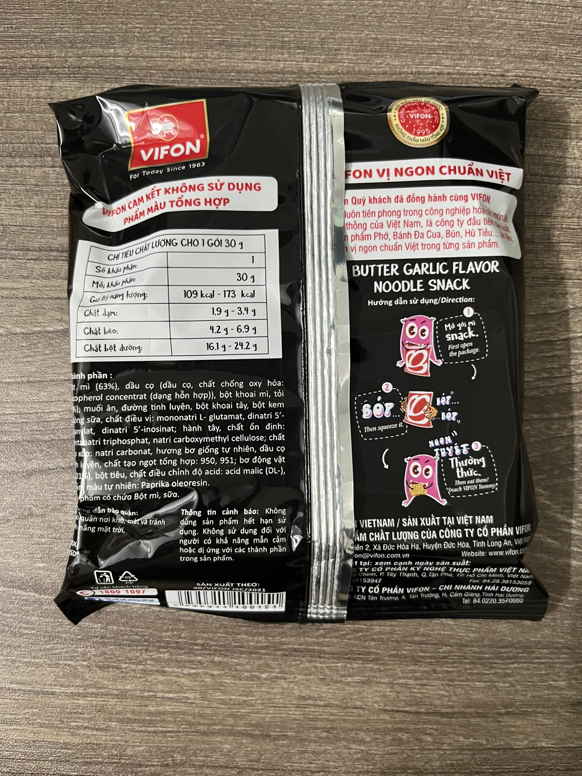 Snack mì tôm vị bơ tỏi Vifon 30g