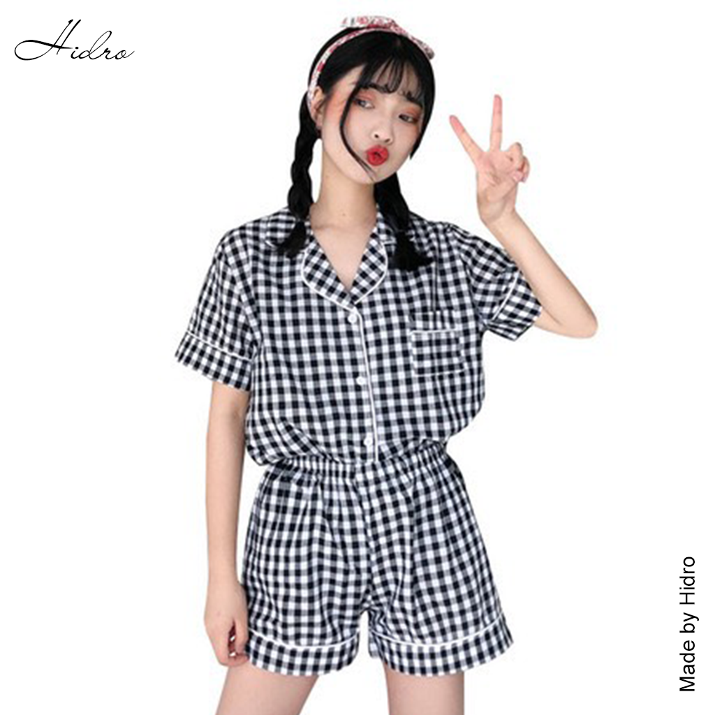 HIDRO Bộ ngủ pijama kẻ caro