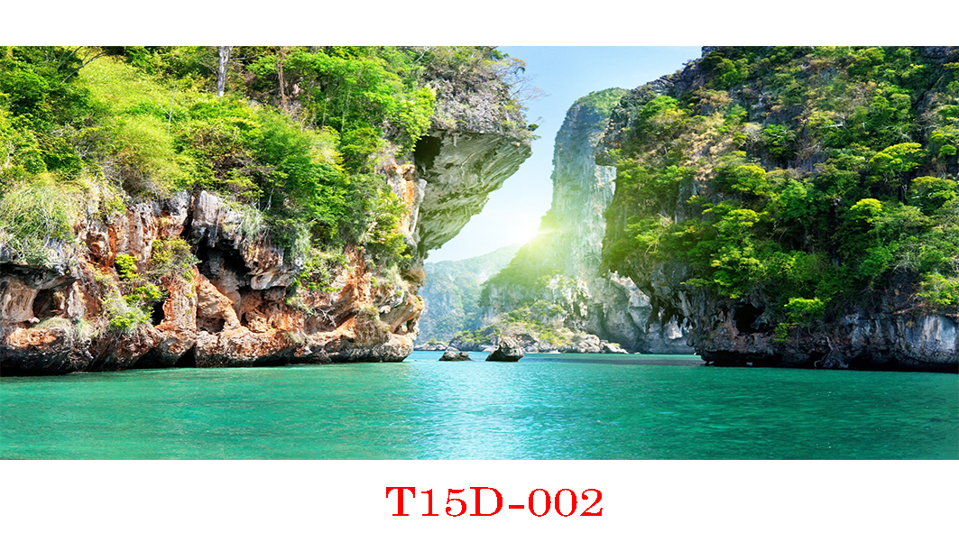 Tranh 3d dán hồ cá, phong cảnh thiên nhiên núi sông , tinh tế , và sống động , mặt sau tranh có sẵn keo có thể in theo kích thước yêu cầu