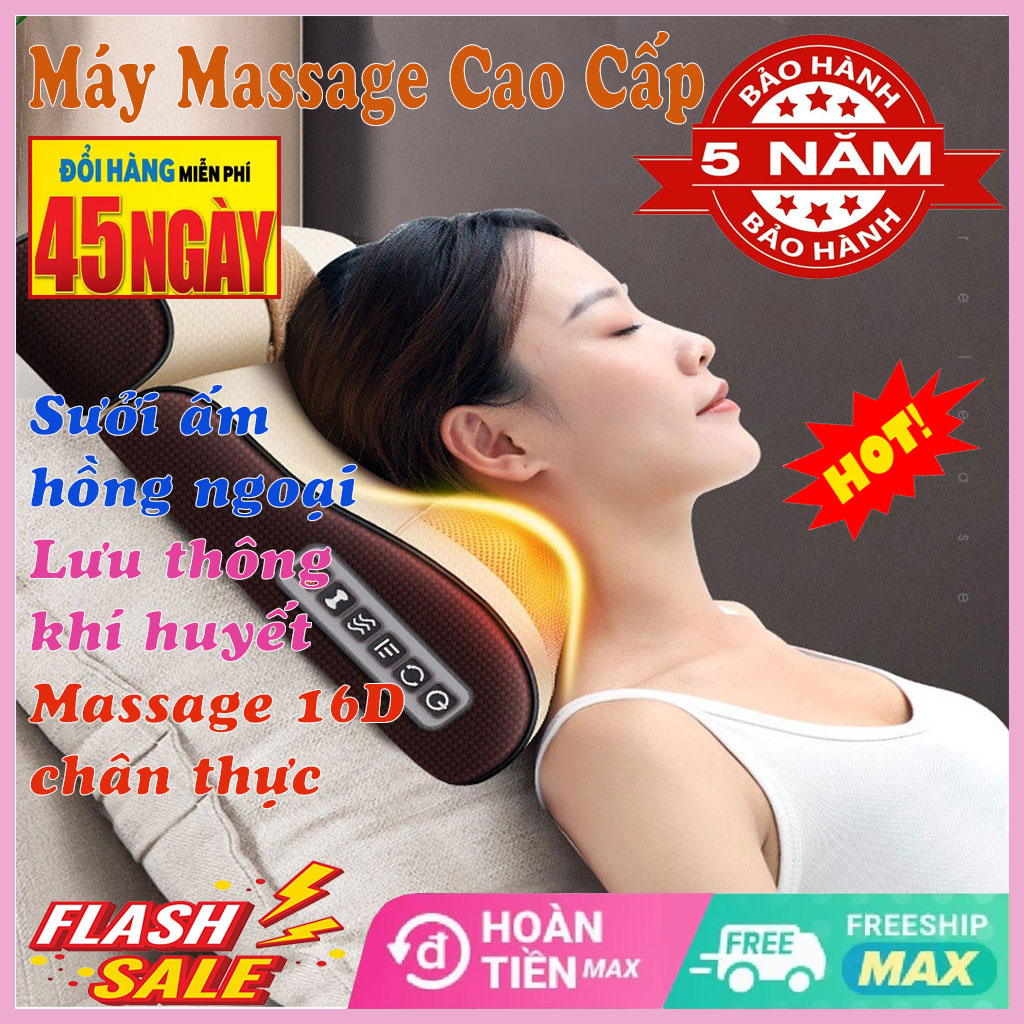 Gối Massage Hồng Ngoại Xoa Bóp Giảm Căng Thẳng 16 Bi Massage Thư Giãn Vùng Vai Cổ Thắt Lưng 8925