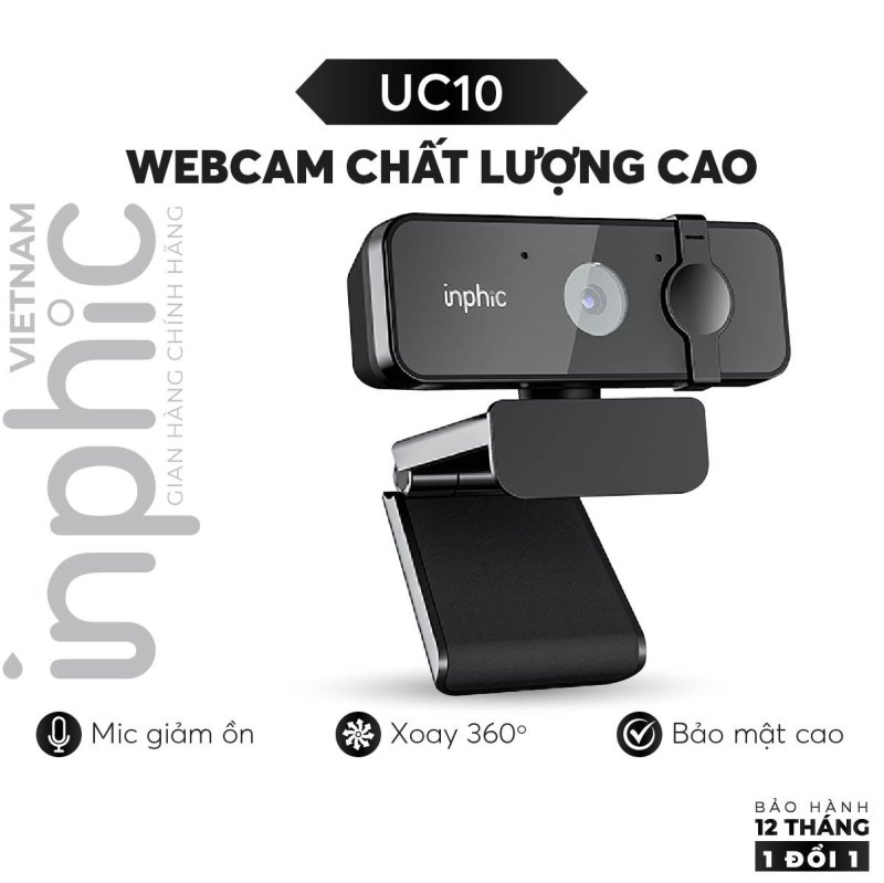 Webcam INPHIC UC10 Full HD 1080p Cực Nét Có Mic Dùng Cho Máy Tính Laptop Hỗ Trợ Học Tập và Làm Việc Online - Hàng chính hãng