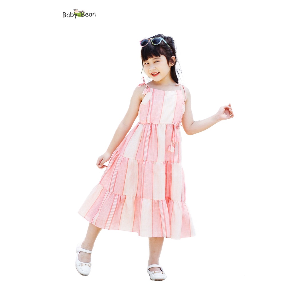 Váy Đầm Đũi Lụa 3 Tầng Thắt Dây Eo Bé Gái BabyBean (10kg-35kg)