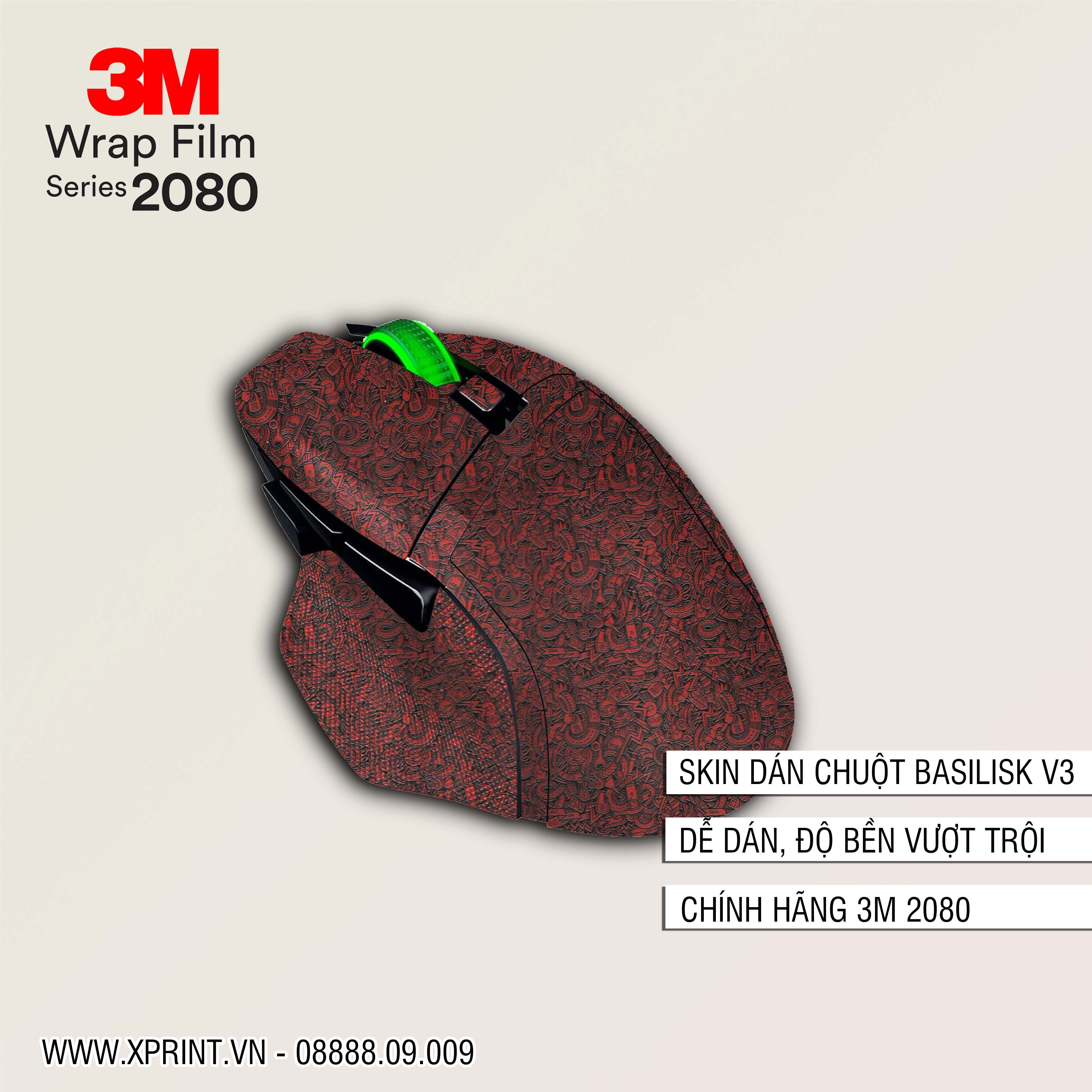 Miếng dán, skin 3M vân nổi 2080 chuột Razer Basilisk V2, V3...