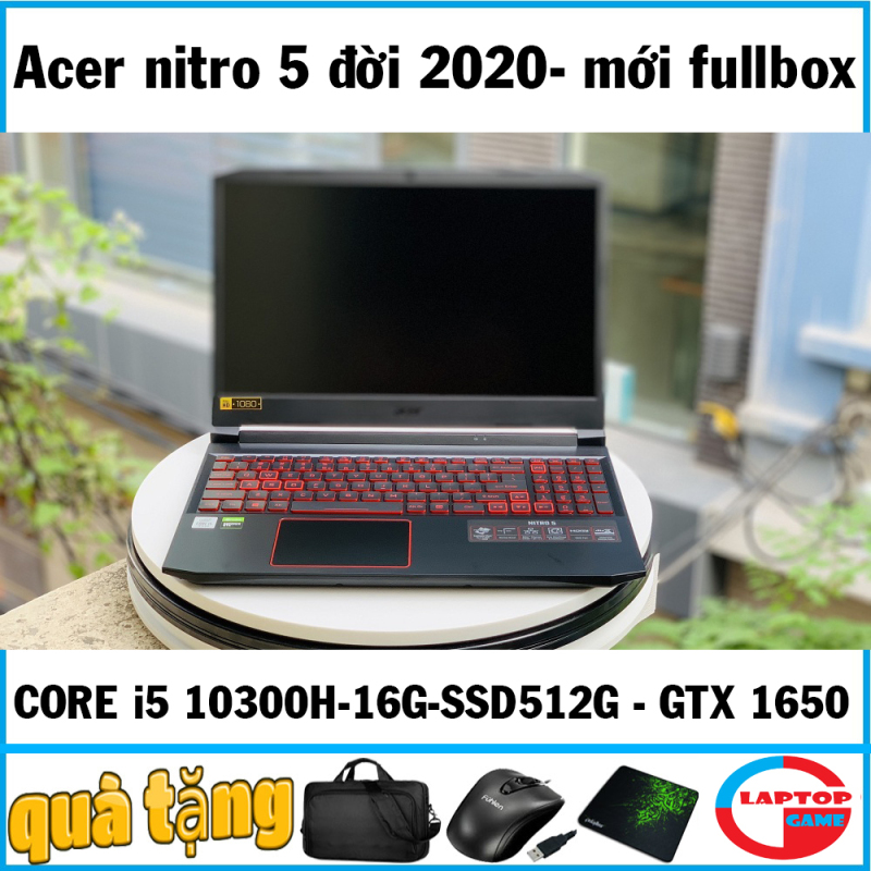 (máy mới fullbox) Laptop Acer Nitro 5 2020 (Core i5-10300H/8GB/SSD256G/VGA 4GB GTX1650/15.6 FHD IPS /Win 10/ĐEN)