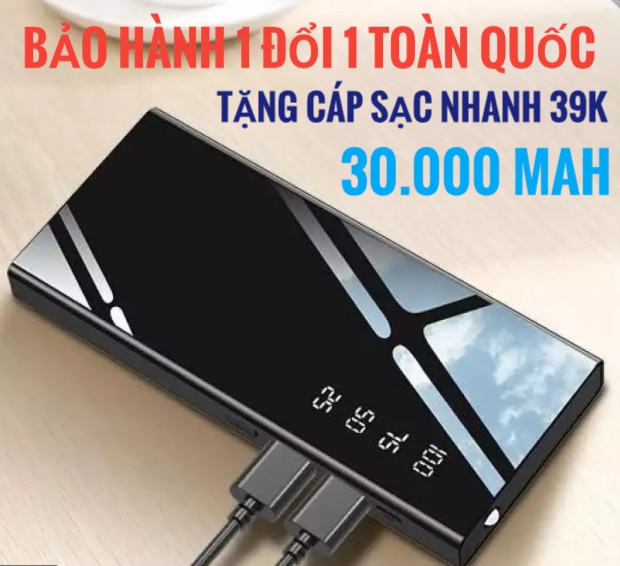 - PIN DỰ PHÒNG LCD MẶT GƯƠNG DUNG LƯỢNG 30000MAH - SẠC DỰ PHÒNG CÓ ĐÈN LED HIỂN THỊ DUNG LƯỢNG PIN - HỖ TRỢ SẠC NHANH- PIN TRÂU GIÁ RẺ CỤC SẠC DỰ PHÒNG Dũng Dũng 1