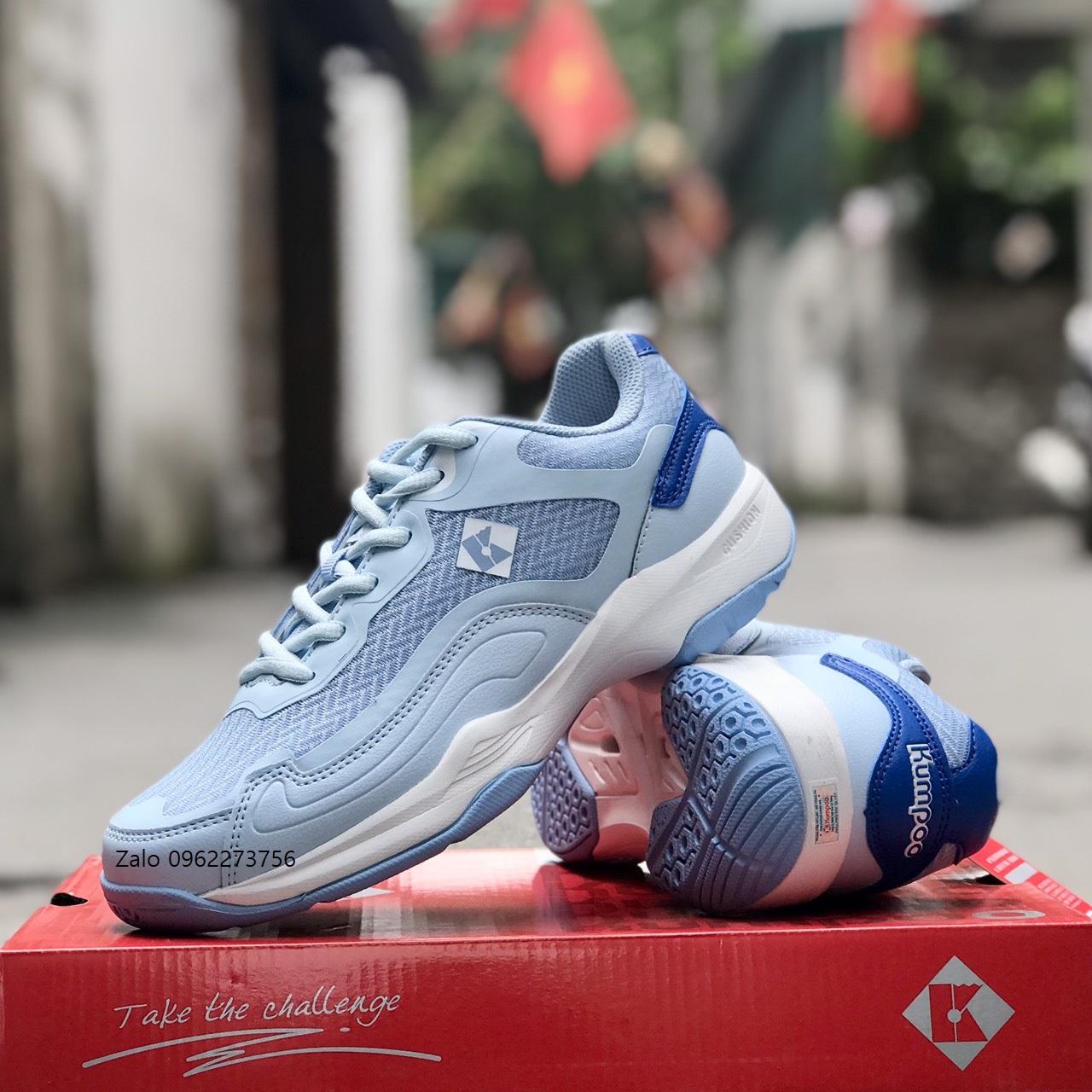 Giày Kumpoo G10 Xanh, Trắng (Giày cầu lông, giày bóng chuyền nam nữ Kumpoo)
