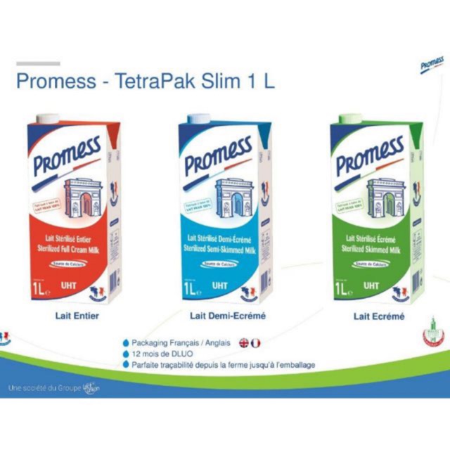 (Date 01.2022) Sữa tươi Promess 1L Không béo