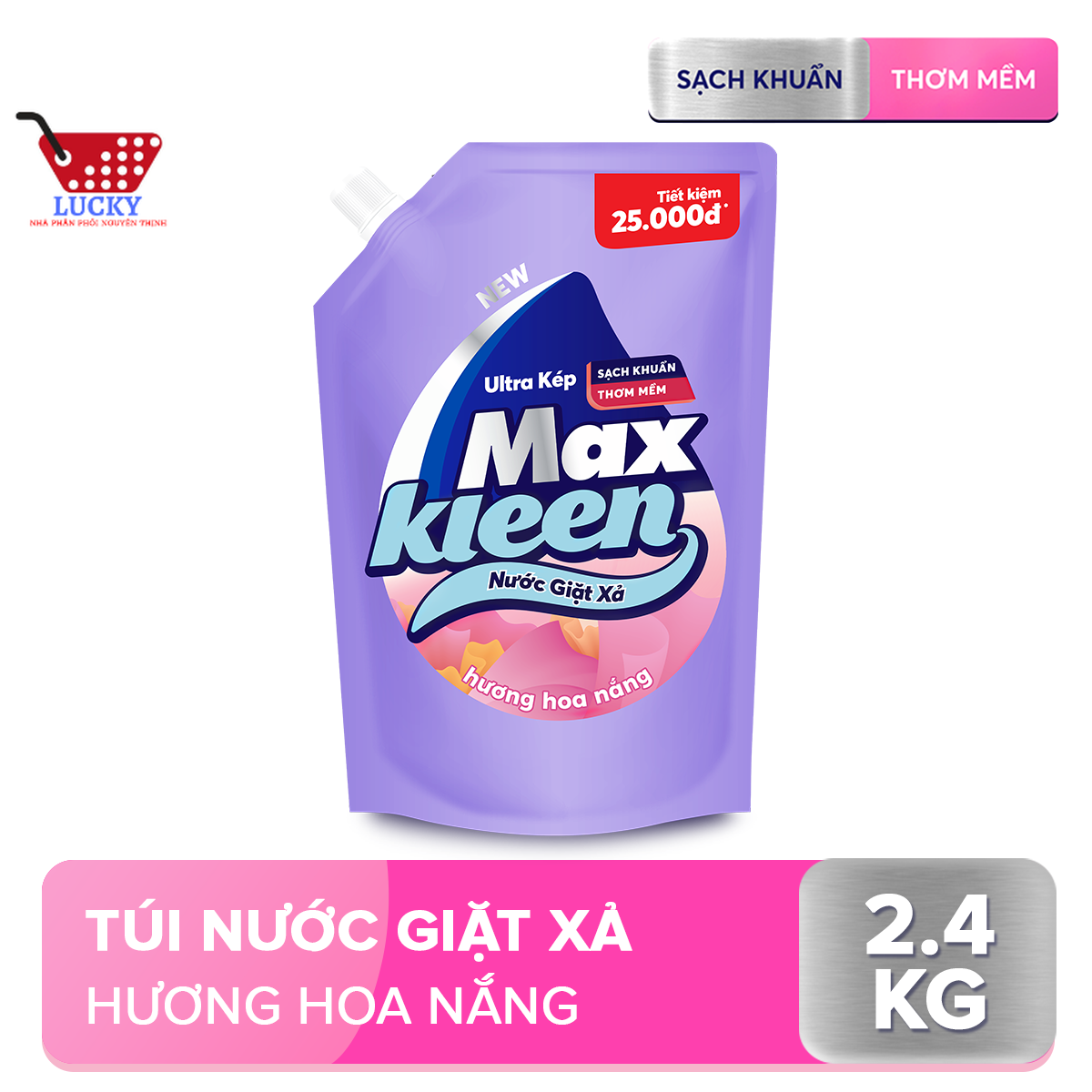 [HCM] Túi nước giặt xả Maxkleen 2.4kg Hương hoa nắng