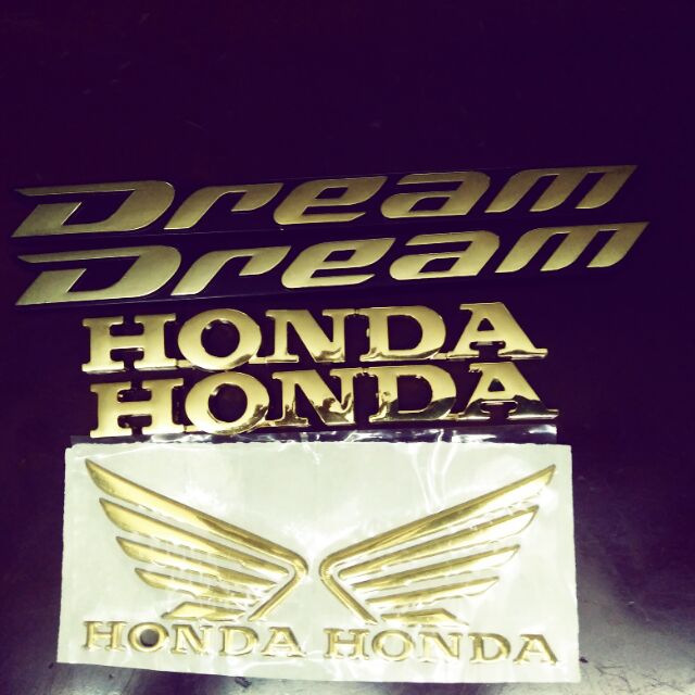 Bộ tem honda Dream vàng chữ nổi 6 miếng hàng nhập Thái Lan