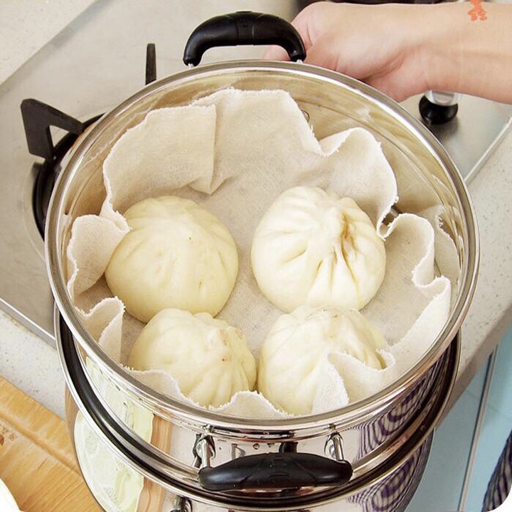 Khăn Lót Hấp Bánh Bao, Màn Thầu, Dimsum (Bộ 3 Cỡ)