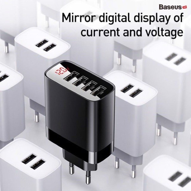 Sạc 4 cổng USB 30w BASEUS Mirror Lake Digital (EU) CCJMHB-B01 / B02