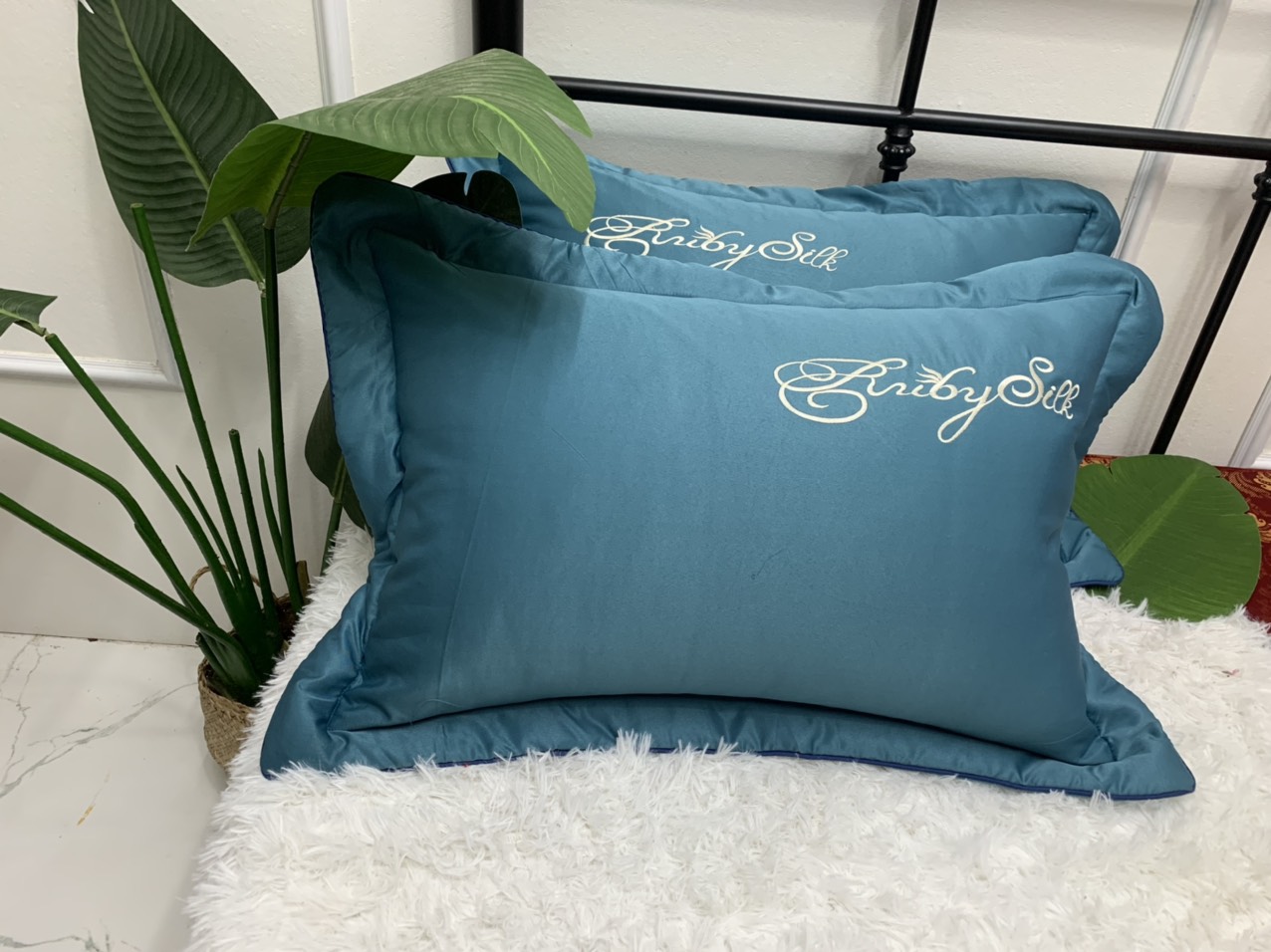 Đôi vỏ gối nằm phi lụa, Áo gối nằm phi lụa trơn 1 màu cao cấp, Áo gối nằm 65x45cm