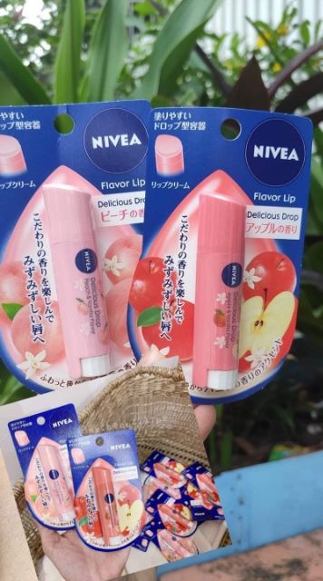 [Nhập RAISINGSTAR18, giảm 30k cho đơn 99k]Son dưỡng có màu mùi đào Nivea Nhật