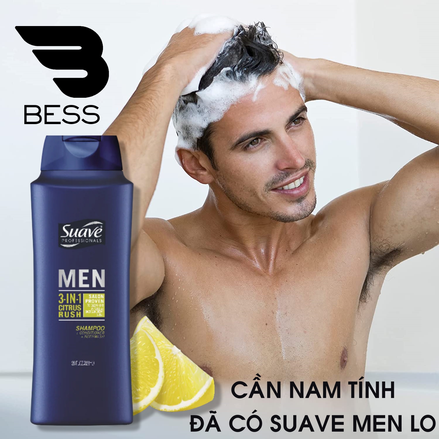 Sữa Tắm/Gội/Xả Suave Men 3 in 1 Citrus Rush (828ml)