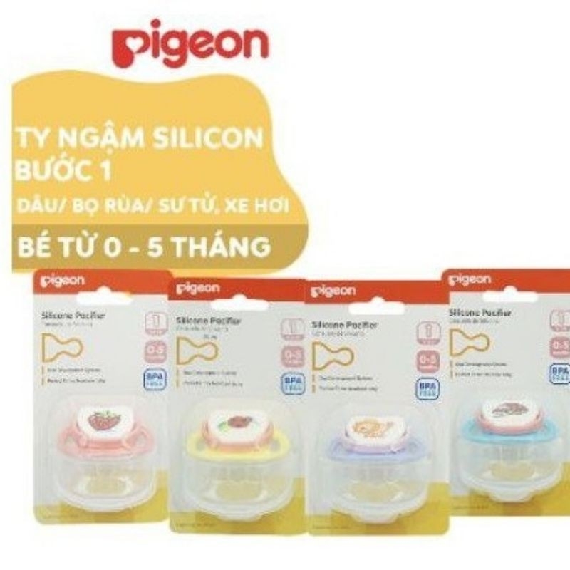 Ty giả/ ty ngậm silicon Pigeon bước 1 cho bé 0-5tháng tuổi