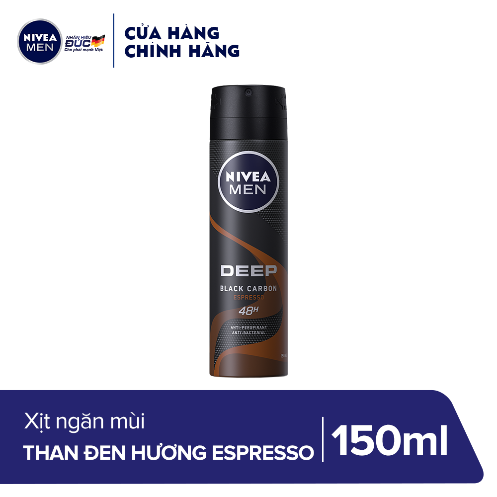Combo Ngăn mùi cơ thể Nivea Than Đen hương Espresso (Xịt ngăn mùi 150ml & Lăn ngăn mùi 50ml)