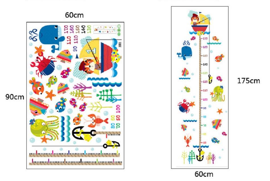 [HCM]Decal đo chiều cao cho bé sinh vật biển