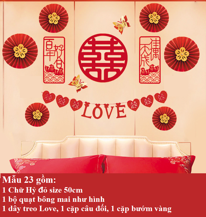 {Sẵn hàng y hình} Set trang trí phòng cưới, tiệc cưới trang trí tân hôn