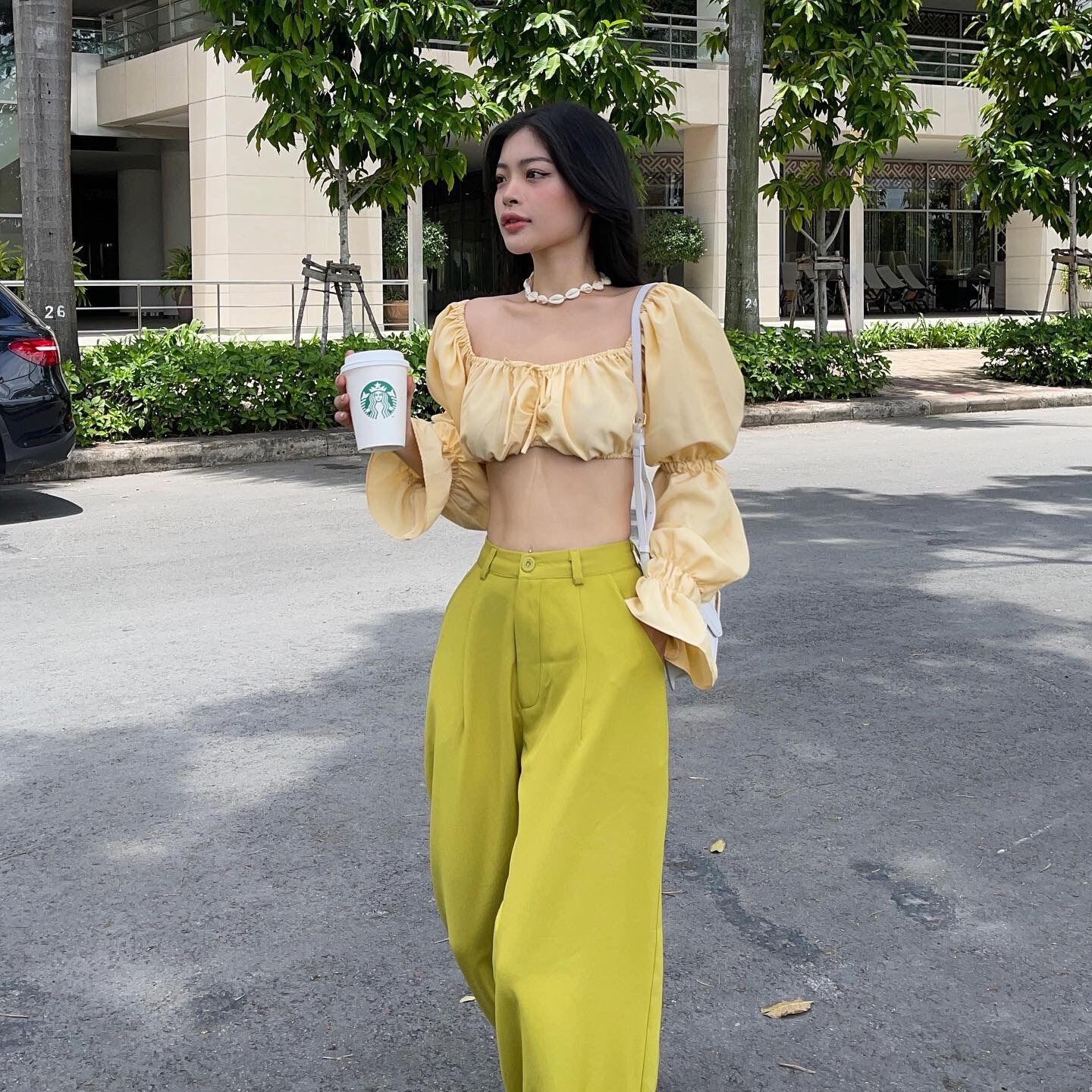 [Nhập mã LAZFASHION34-giảm 15% tối đa 99k/600k]SAP-Áo croptop tay lồng đèn