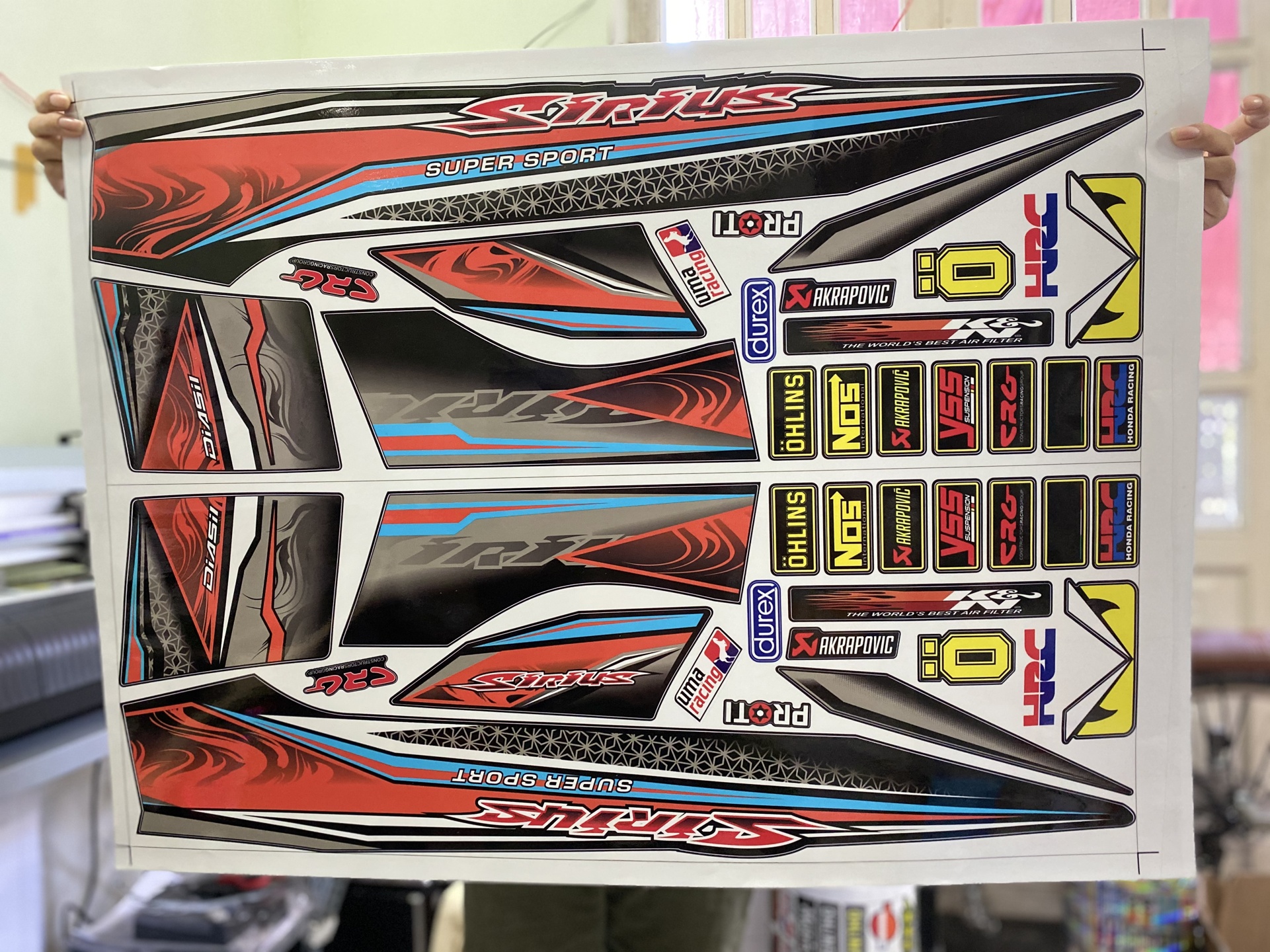 Tem rời sirius lục giác đỏ đen