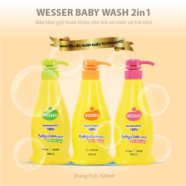 Sữa Tắm Gội WESSER Powder 500ml
