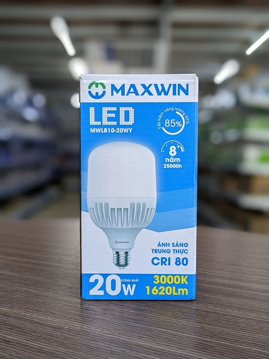 Bóng đèn Led trụ Maxwin ánh sáng trắng, vàng