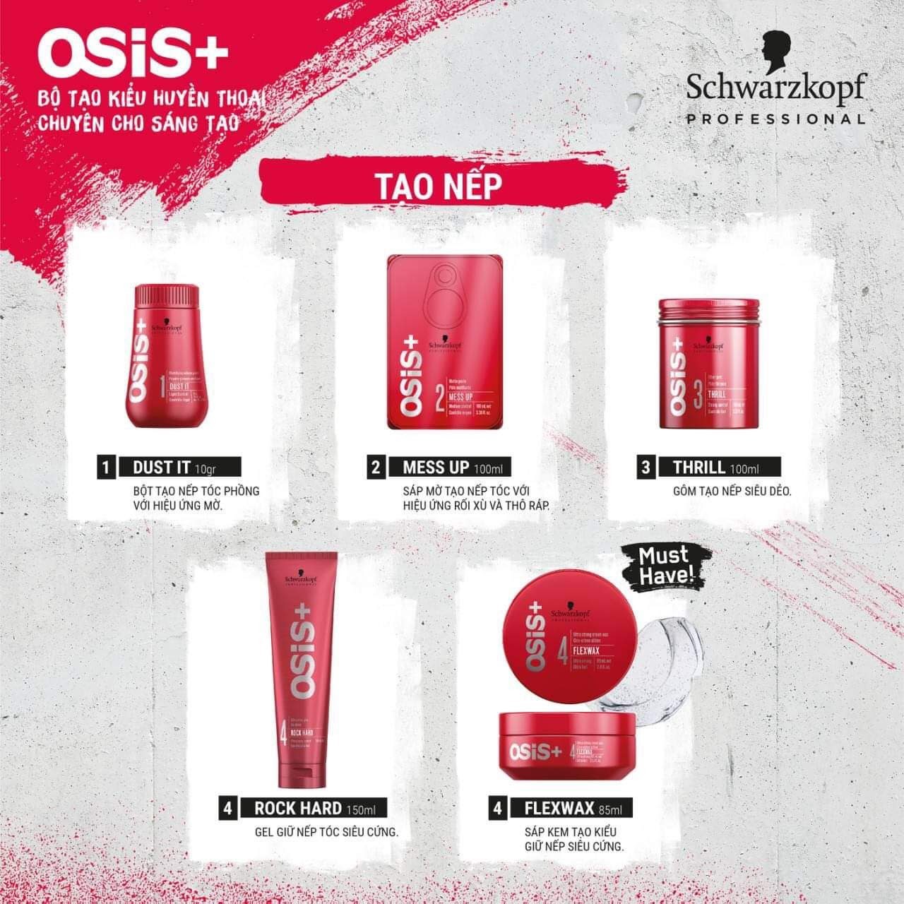 Sáp mờ tạo nếp tóc Schwarzkopf Osis+ Mess Up 100ml(Hàng Nhập Đức)