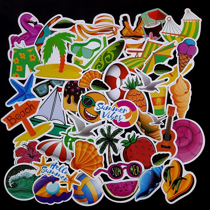 Bộ Sticker dán cao cấp chủ đề SUMMER - Dùng dán Xe, dán mũ bảo hiểm, dán Laptop...