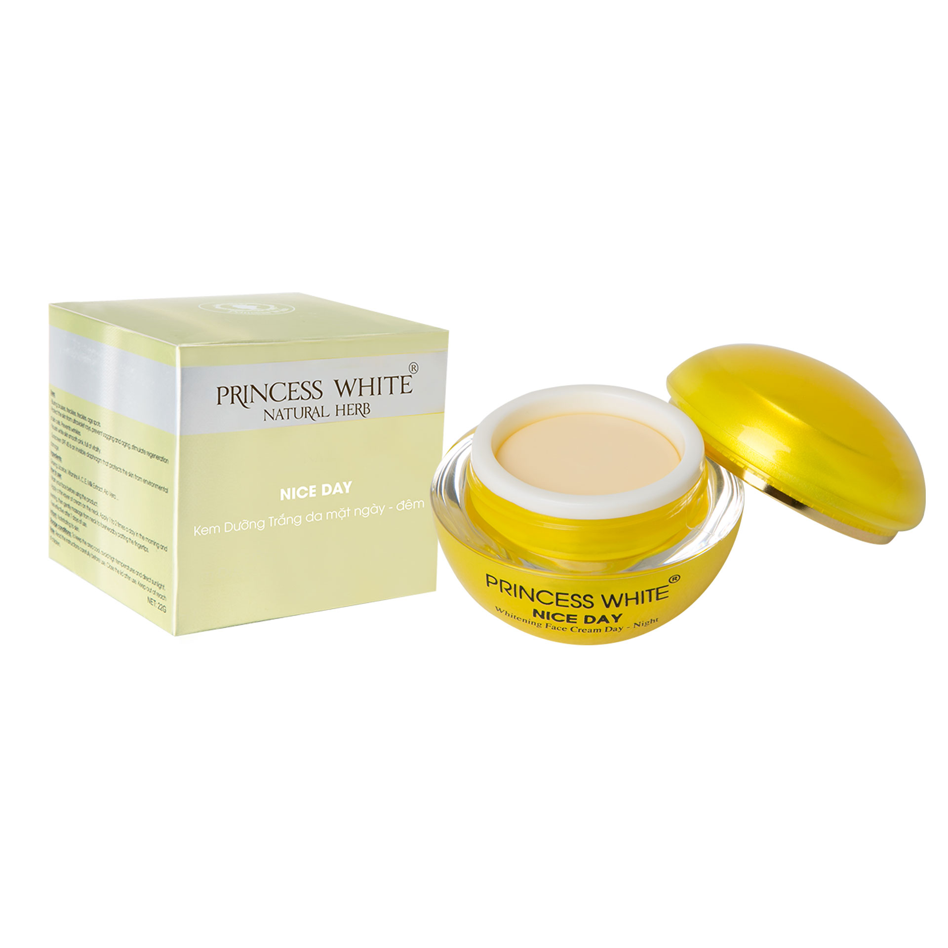 Kem Dưỡng Trắng Da Mặt Ngày Và Đêm Nice Day Princess white 15g giúp da tươi sáng rạng rỡ mỗi ngày