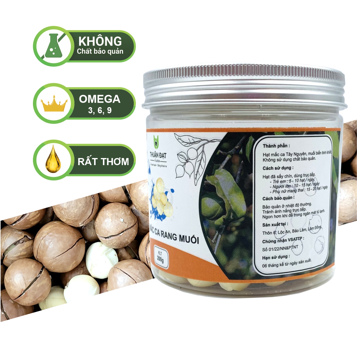 200G NHÂN HẠT MẮC CA TẨM MUỐI, THƠM NGON, ĐẬM ĐÀ