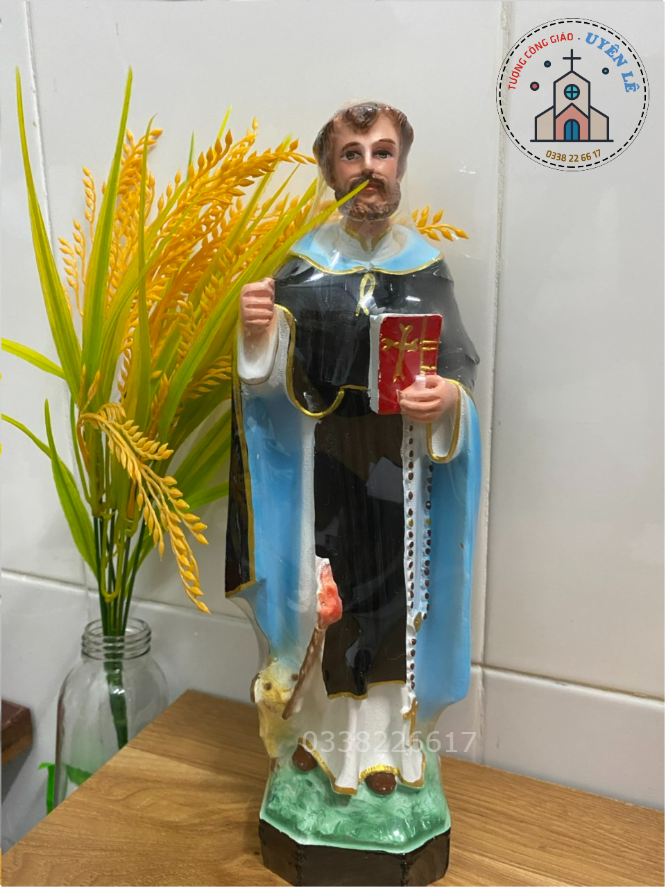 Tượng Thánh Đa Minh cao 30 cm