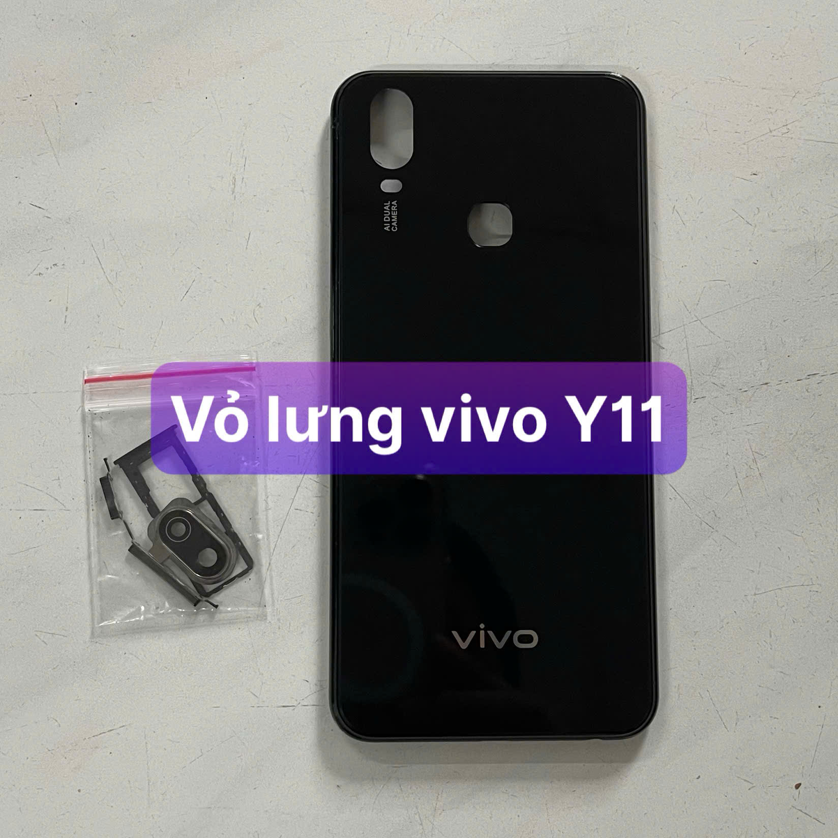 lưng vỏ vivo Y11 ,kèm khay sim,phím,kính camera,ko xương