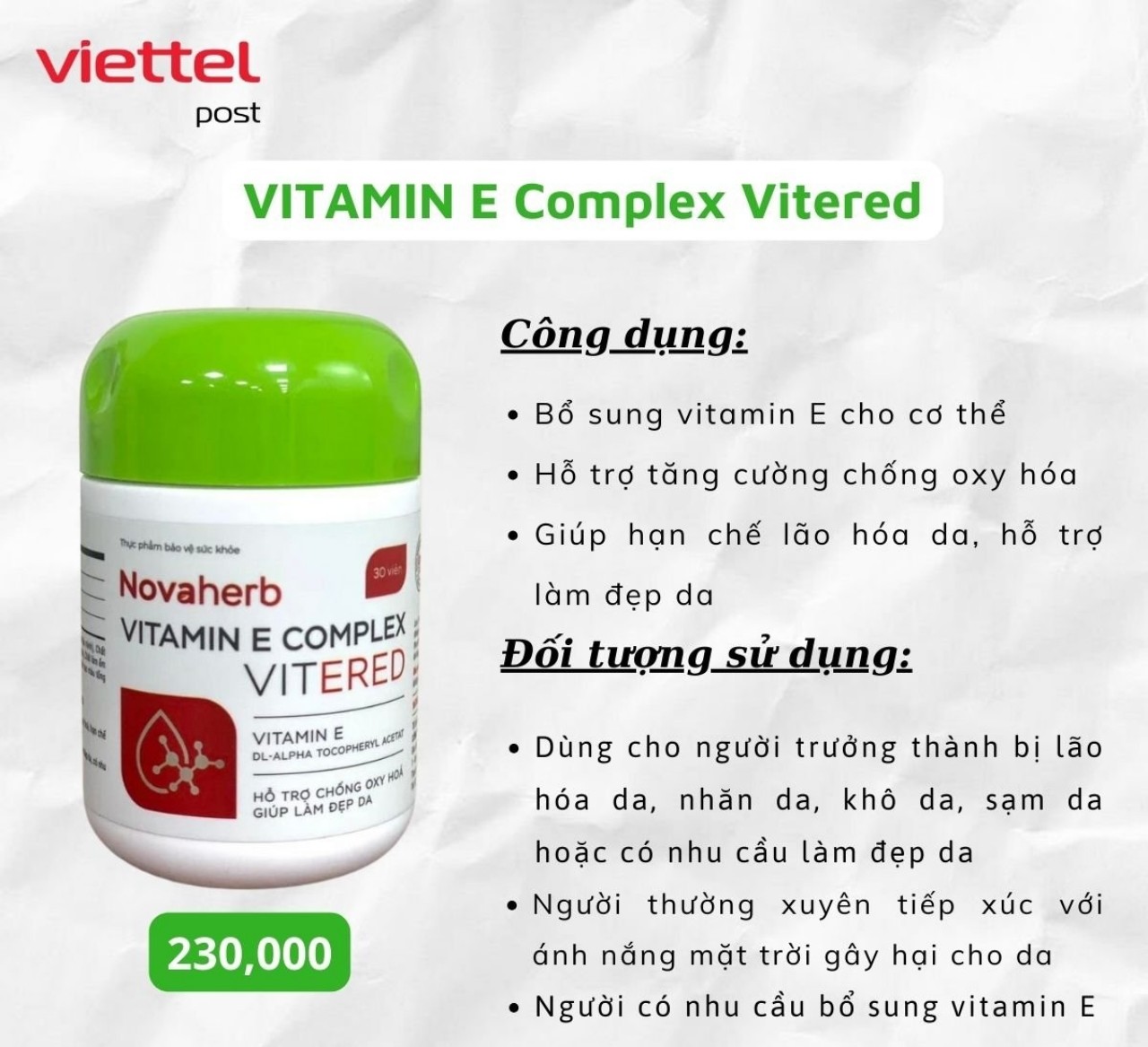 Vitamin E Complex Vitered hộp 30 viên