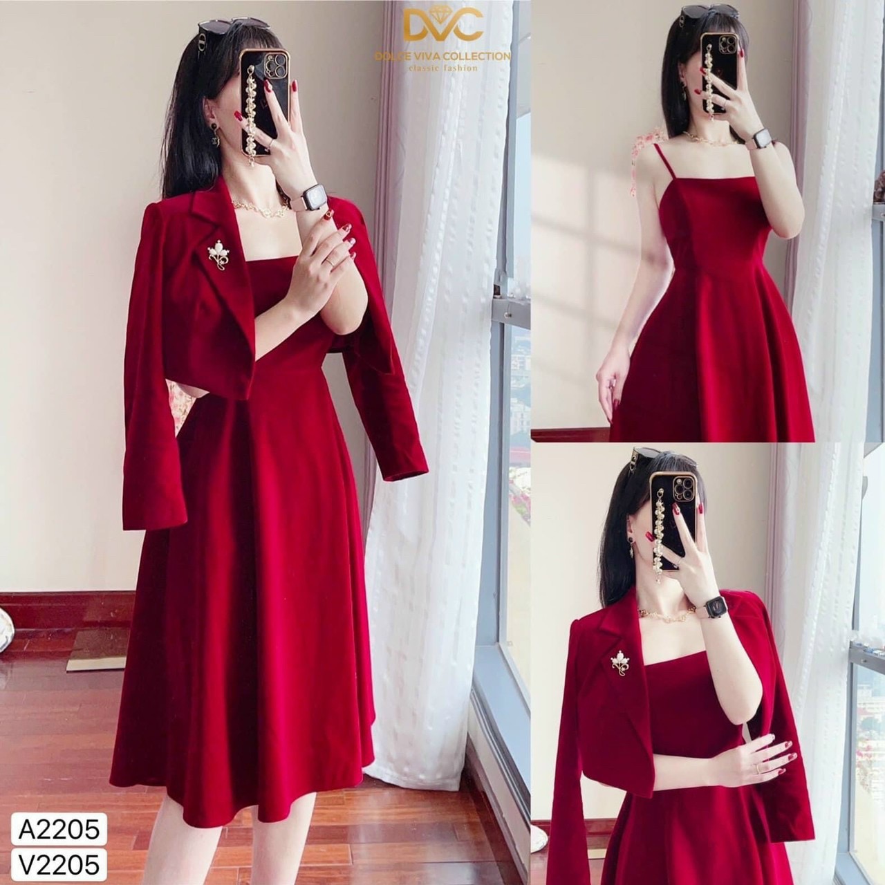 Đầm kèm khoác vest có mút-QH #damnu