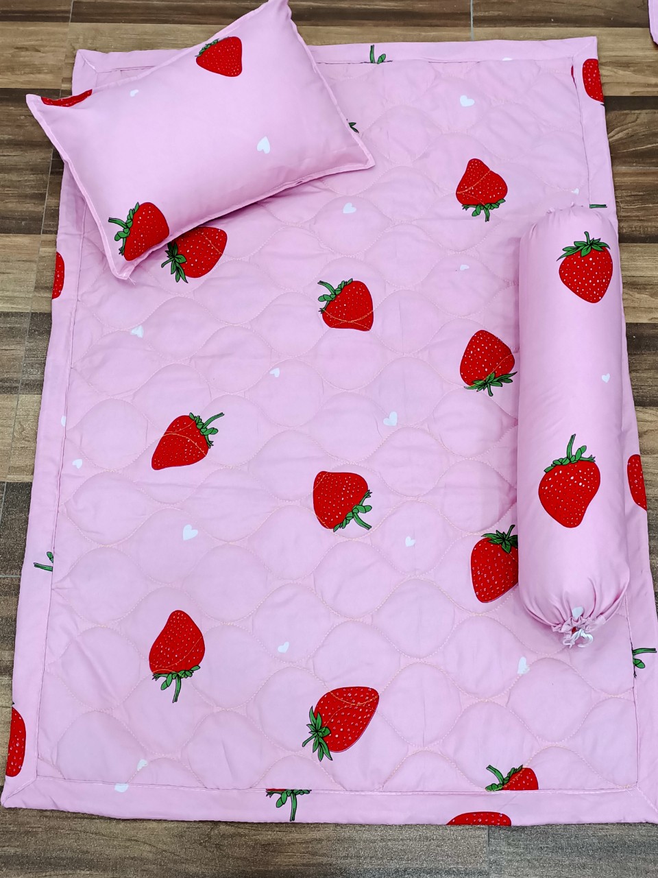 Bộ gối nệm cotton cho bé (1 nệm - 1 gối nằm -  1 gối ôm kèm ruột )